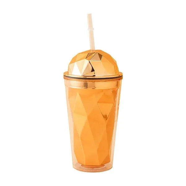 15oz Double Walled Diamond Shaped Straw Cups