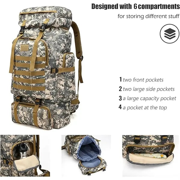 80L Outdoor Camouflage Hiking Waterproof Military Bags