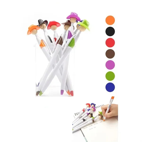 Fun Cowboy Hat Smile Face Retractable Click Ballpoint Pen