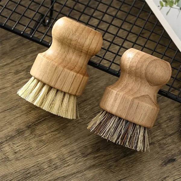 Durable Mini Natural Bamboo Palm Scrub Dish Pot Brush