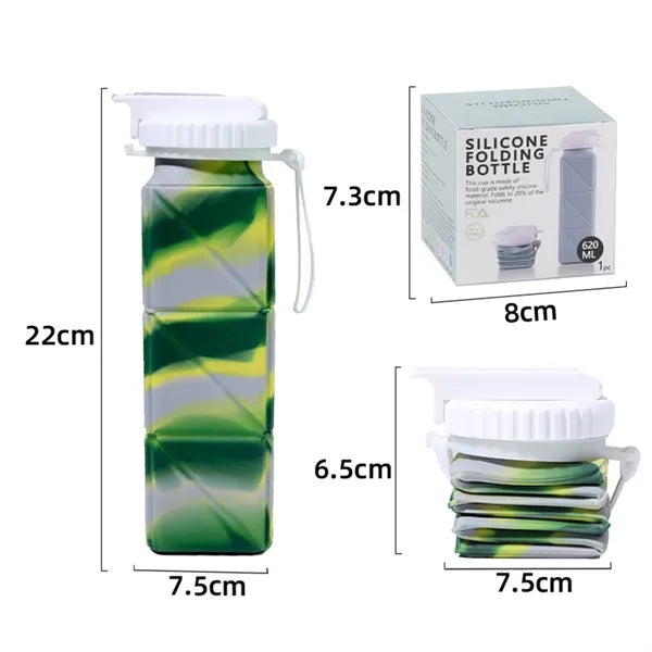 Square Silicone Collapsible Water Bottle