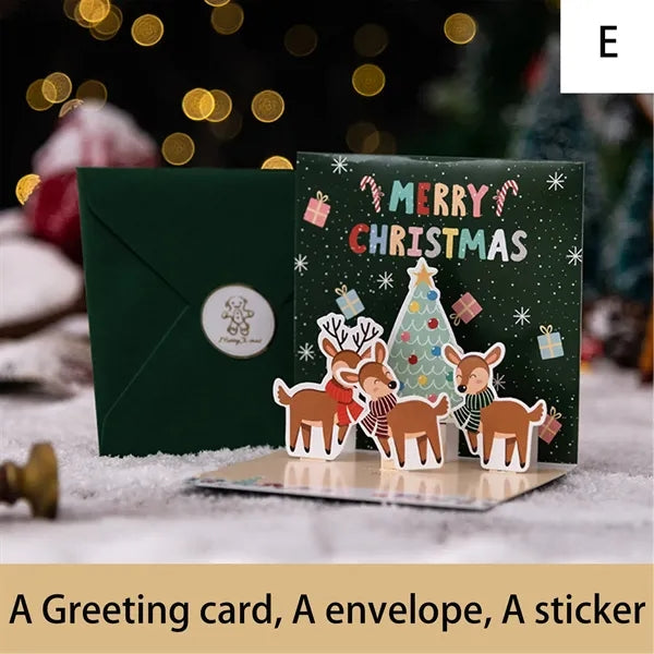 Pop-Up Christmas Greeting Cards Holidays Envelopes Set
