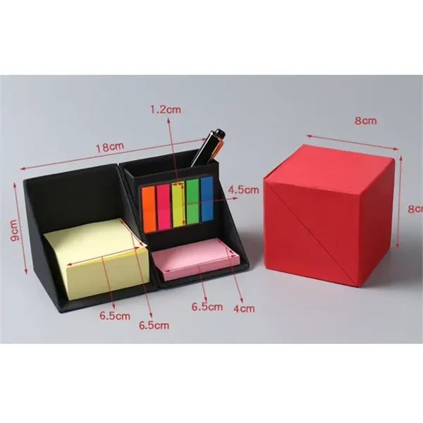 Foldable Sticky Note Index Tabs Cube, Pen holder