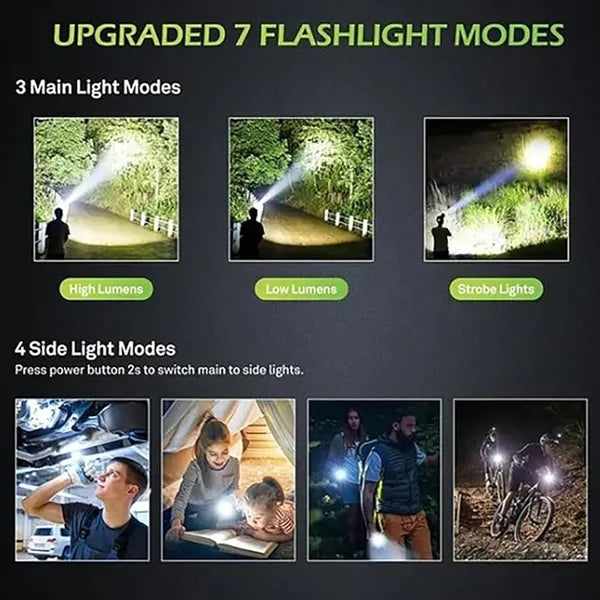 COB Extremely Bright Rechargeable Torch w/ Zoom Flashlights