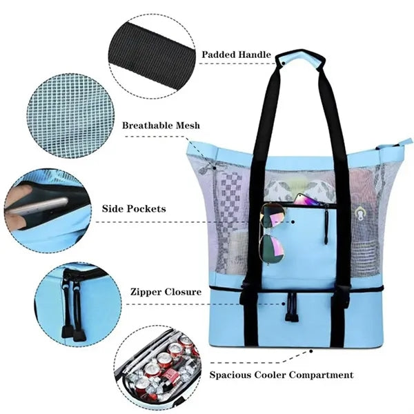 2-in-1 Outdoor Tourism Net Picnic Bag w/Insulation Cooler