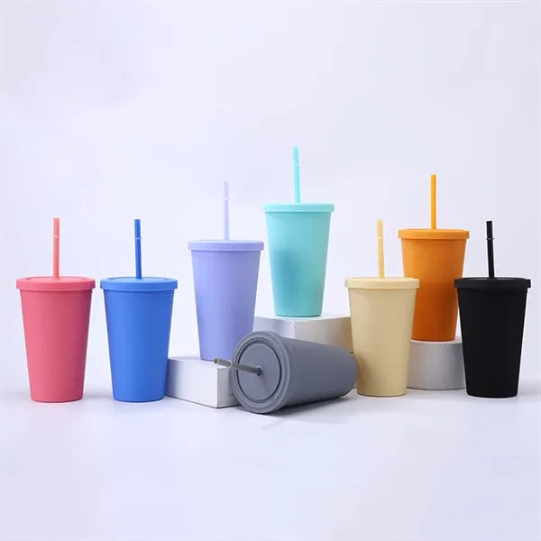 16Oz Plastic Straw Cup