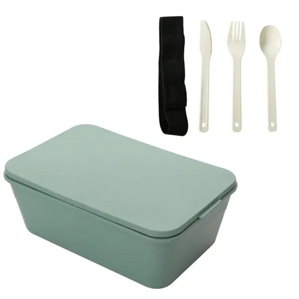 Wheat straw bento box with Knife, fork and spoon set