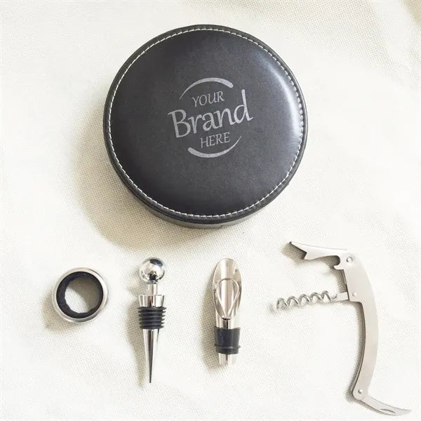 4 Piece Cork Wine Tools Set