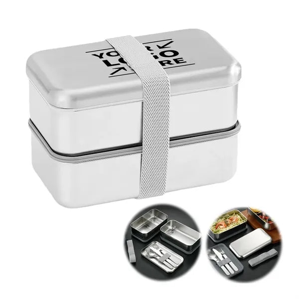 Microwave Safe Stainless Steel Lunch Box W/ Utensils