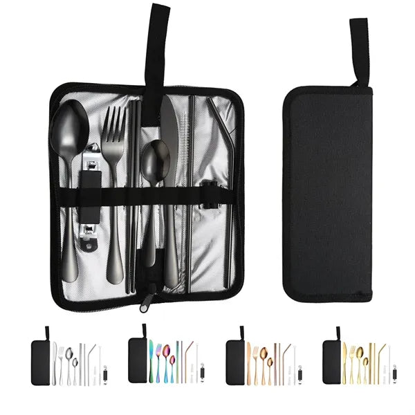 11pcsStainless Steel Portable Utensil Set W/ Case