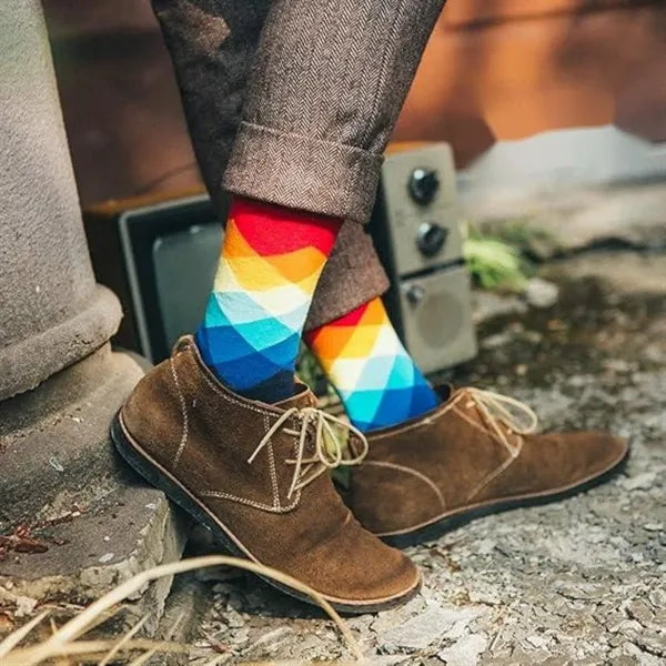 Fun Colorful Cotton Argyle Mens Socks