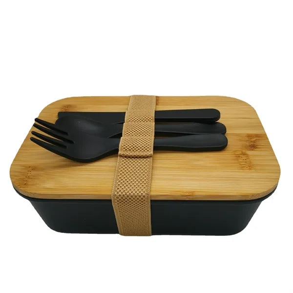 Lunchbox with Bamboo Lid & Cutlery