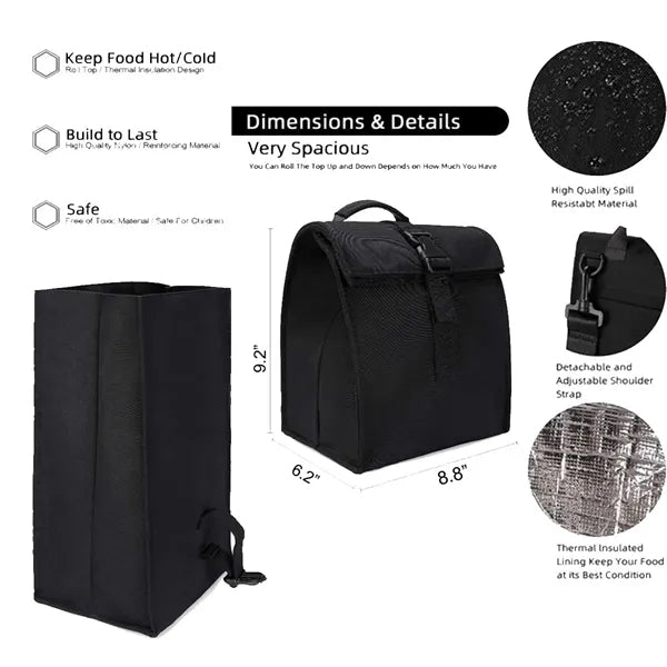 Thermal Layer Foldable Portable Lunch Cooler Bag with Strap