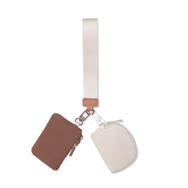 Dual Pouch Mini Zip Wristlet Wallet