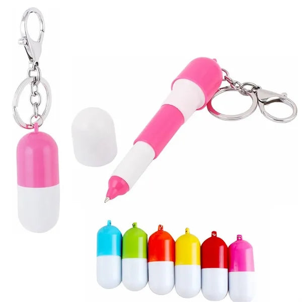 Capsule Shaped Pen With Keyring