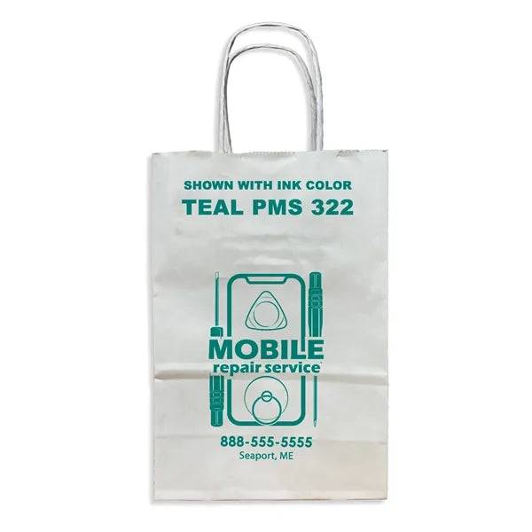 White Twisted Handle Bag With One Color Printing