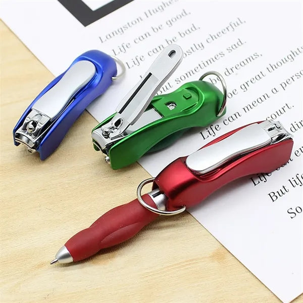 Folding Ballpoint Pen With Nail Clipper