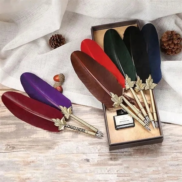 Vintage Luxury Fountain Pen with Feather