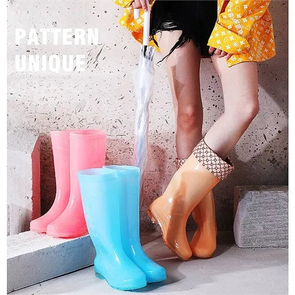 High-Top PVC Rain Boots for Women
