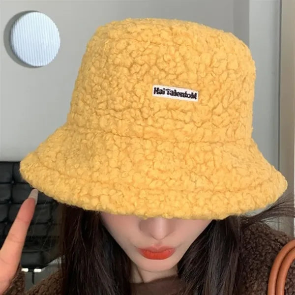 Women Winter Bucket Hat Warm Cloche Faux Fur Fisherman Cap