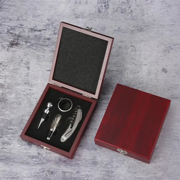 Classic Wooden Case Stainless Steel Wine Bottle Opener Set