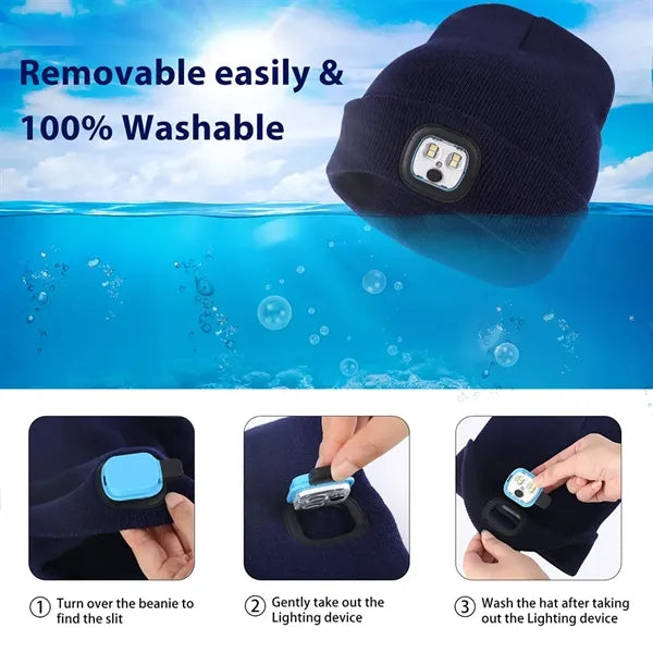 Unisex Rechargeable LED Knit Beanie Hat