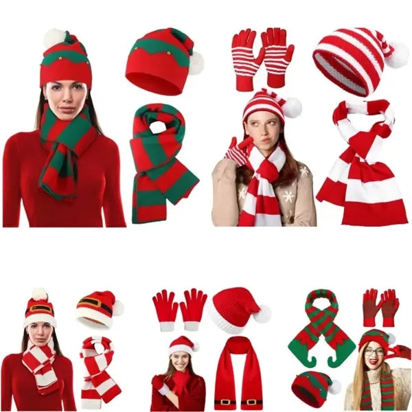 Chrismas Beanie Knit Scarf Glove