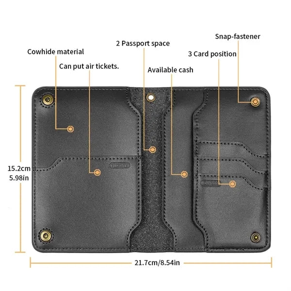 Leather Passport Holder with Lanyard
