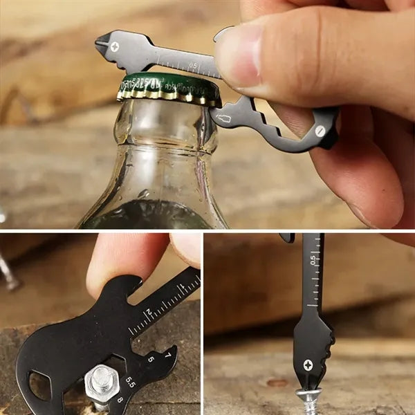 12 in 1 Guitar Shape Multi-function Keychain Tool with Scale
