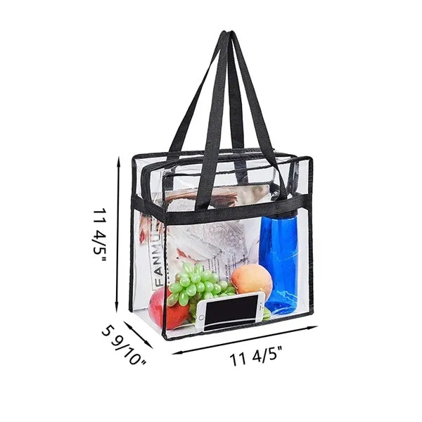 Clear PVC Large Capacity Stadium Tote Bag w/Zipper Closure