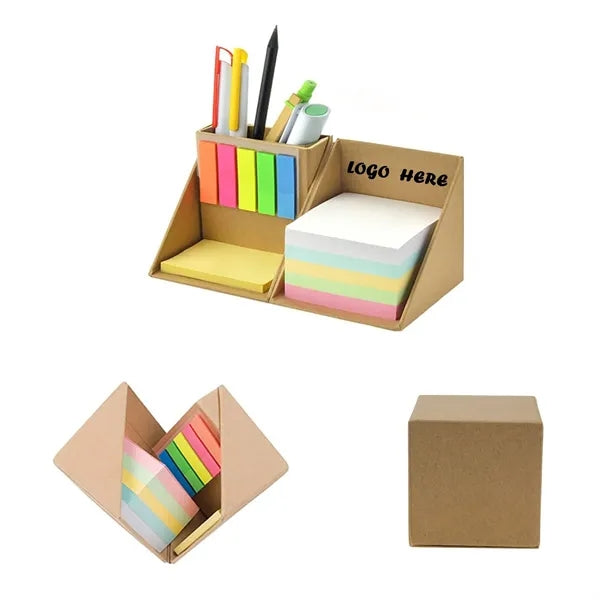 Folding Sticky Notes Cube Box With Pen Holder