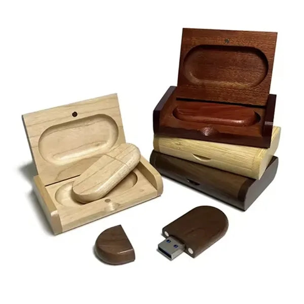 4GB Wood USB Flash Drive Disk Memory Stick w/Wooden Box