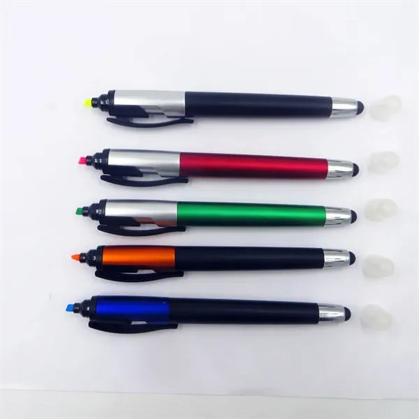 Stylus Touchscreen Ballpoint Pen with Highlighter Marker