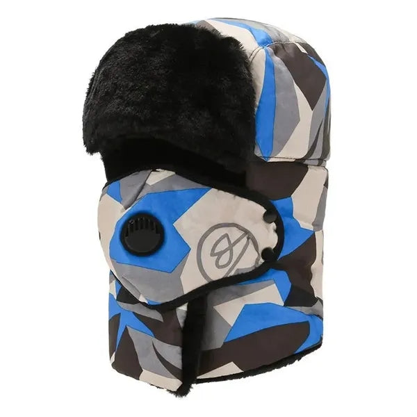 Men's Trooper Trapper Hat with Removable Face Mask Earflaps