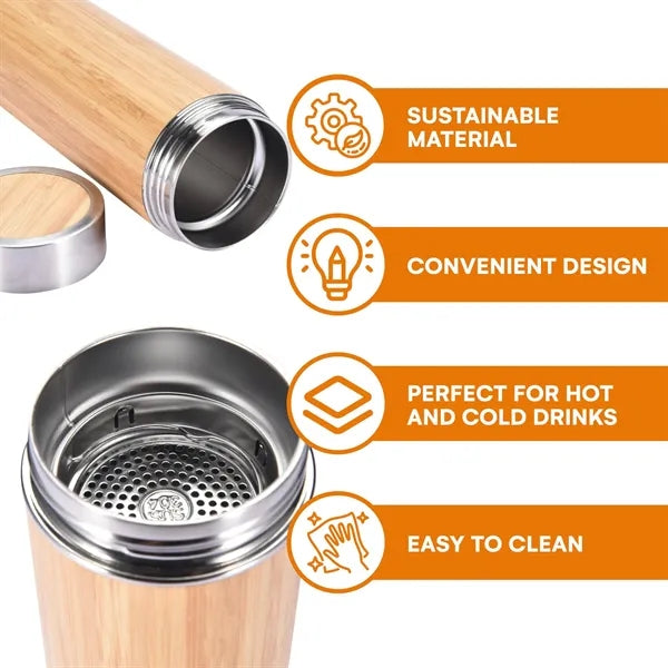 16Oz Bamboo Tea Vacuum Insulated Tumbler