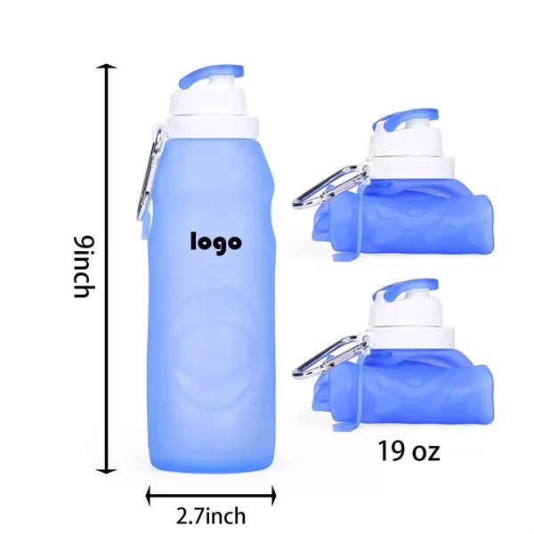 19 oz Roll-Up Silicone Sports Travel Water Bottle