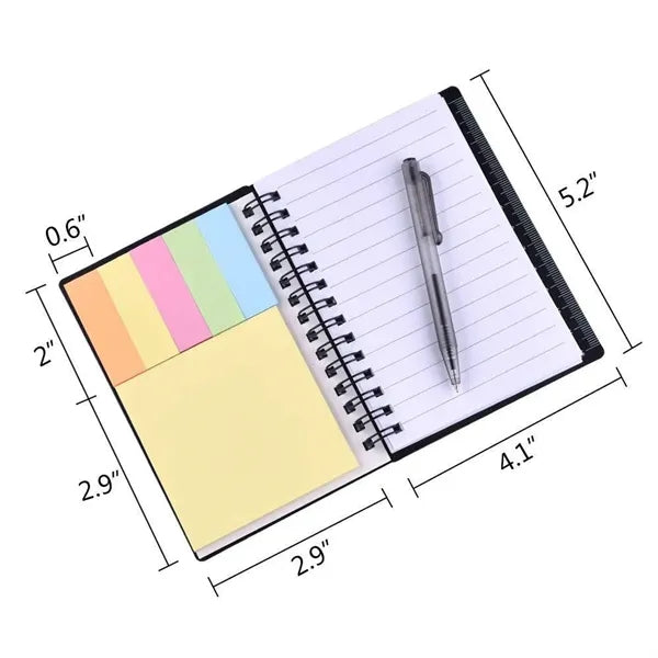 Spiral Pocket Notepad with Pen, Sticky Notes & Tabs