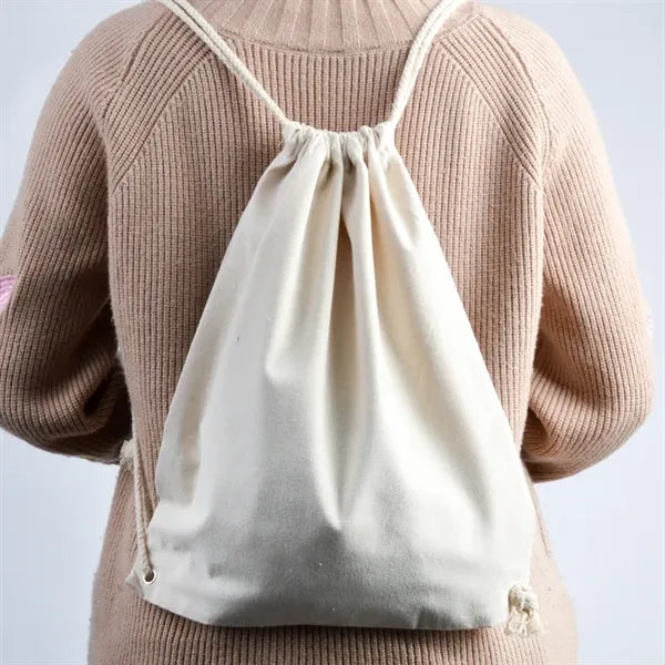 Cotton Drawstring Backpack Gym Sack