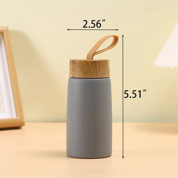 9.5 oz Wood Grain Thermal Cup with Rubber Rope