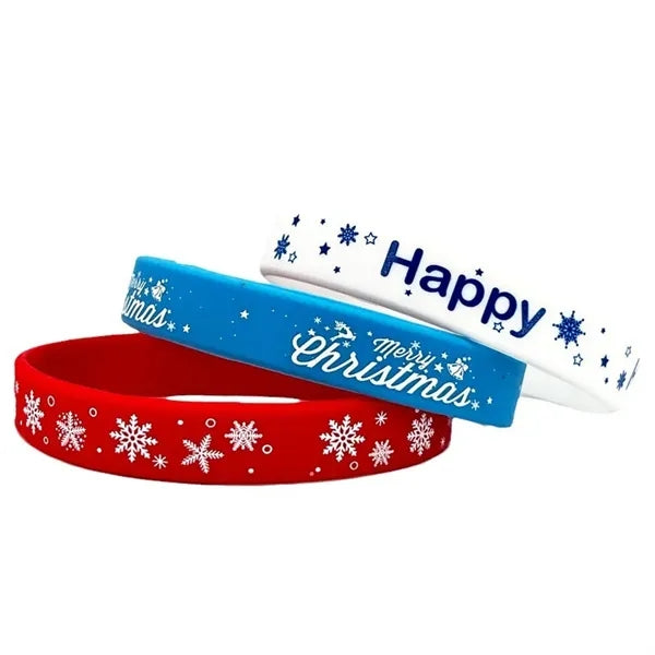 Festive Christmas Silicone Wristbands with Holiday Patterns