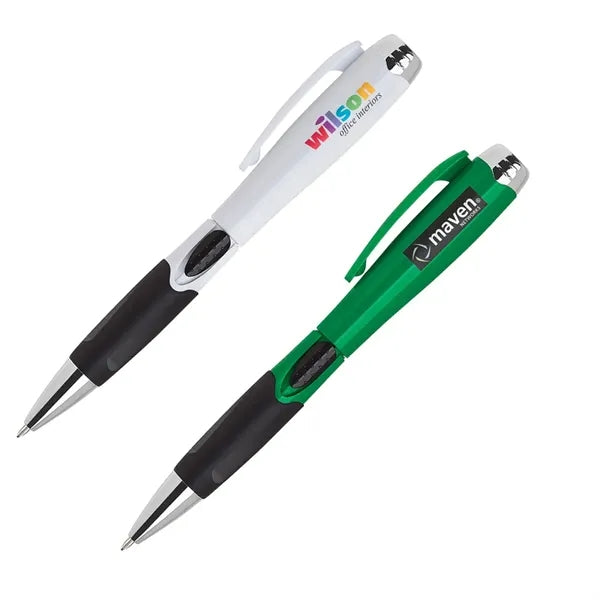 Retractable Plastic Light Ball Pen with matching barrel colo