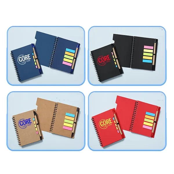 Notebook With Sticky Notes and Pen