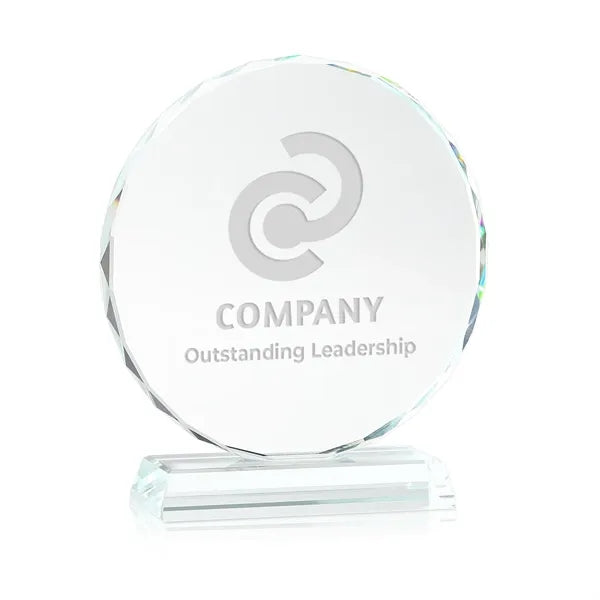 Round Edge Crystal Glass Awards With Base 3/5" Thick