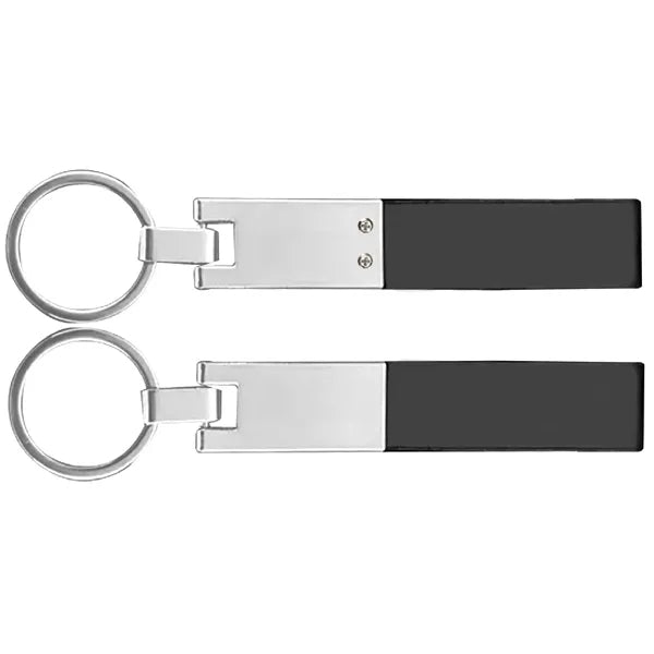 Zinc Keytag with Leather Strap and Key Ring