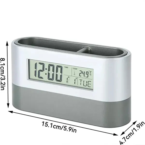 Pen Holder with Clock Calendar Timer Temperature Display