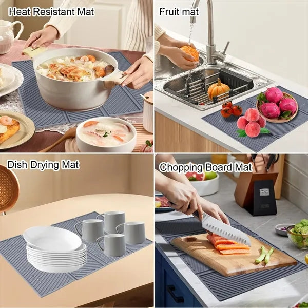 Silicone Dish Drying Mat for Kitchen Counter Four-Fold