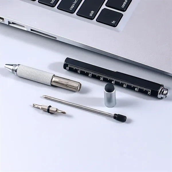 6 in 1 Multitool Pen with Ruler Level Gauge Screwdriver