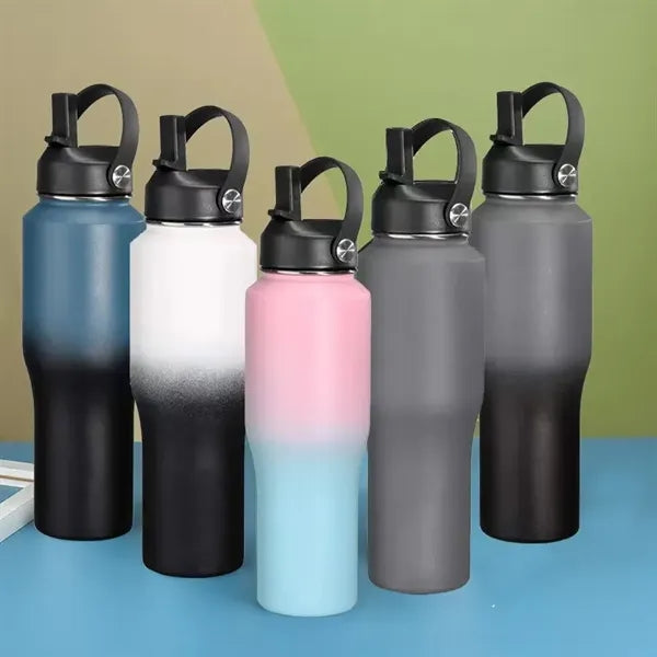 32oz Insulated Stainless Steel Water Bottle w/ Handle Straw
