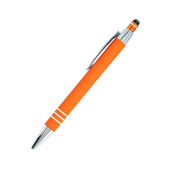 3 Rings Rubberized Metal Stylus Pen