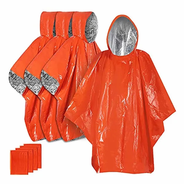 Windproof Emergency Raincoat Poncho with Blanket